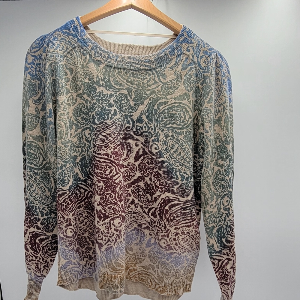 Democracy Abstrack Print Long Sleeves Crew Neck Size MP. Pre- Owned.